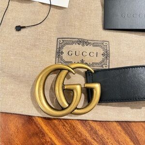 Gucci Black Belt with Gold Buckle